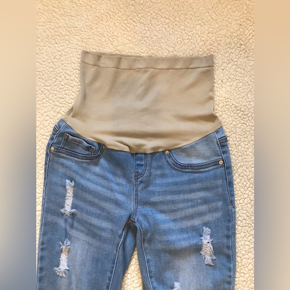 Blue Savvy Maternity Stretch Skinny Crop Jegging Distress Denim Jean Pants Ladie - Picture 7 of 11
